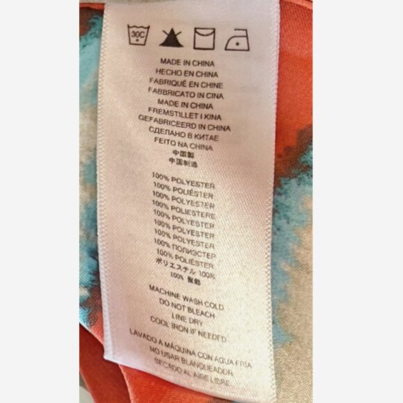 Michael Kors Plus Size 2X Flowy Blouse – Side Tie | Blue Orange White Tan - Picture 7 of 7